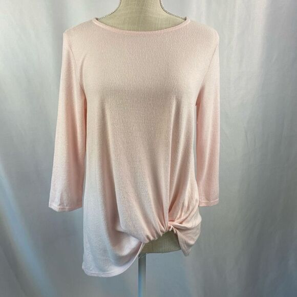Gibsonlook Tops - New Gibsonlook Womens Large Twisted Hem Pastel Pink Top Scoop Neck Soft